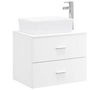Set Meuble Salle de Bain Blanc Bois Ingénierie, Vanité 62,5x44,5x50 cm | Montage mural gain de place, finition bois d'ingénierie, tiroirs de rangement, entretien chiffon humide, assembly simple à