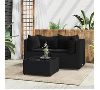 Set meubles d’extérieur - BONNIE - Salon de jardin 3 Pièces avec coussins - Noir - résine tressée - 63 x 63 x 57,5cm LLDS9650268