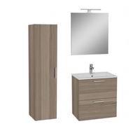 Set Mia ensemble meuble 59x61x39,5cm avec miroir, lavabo, éclairage LED + armoire 145x35x35cm, Cordoba