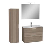 Set Mia ensemble meuble 79x61x39,5 cm avec miroir, lavabo, éclairage LED + armoire 145x35x35cm, Cordoba