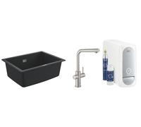 Set mitigeur de cuisine avec filtre Grohe Blue 31539DC0, évier en granit Grohe K700 31655AP0