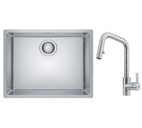 Set mitigeur de cuisine Franke Eos 115.0529.207, évier en acier inoxydable Franke Maris 122.0543.996