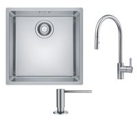 Set mitigeur de cuisine Franke Eos 115.0590.045, évier en acier inoxydable Franke Maris 122.0543.995, 112.0717.084