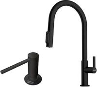 Set mitigeur de cuisine Franke Maris Slim Clear Water J Pull-Out 120.0730.911, distributeur de savon Franke Comfort 112.0753.277