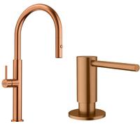 Set mitigeur de cuisine Franke Pescara 115.0741.698, distributeur de savon Franke Atlas 112.0717.104
