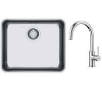 Set mitigeur de cuisine Franke Smart Glenda 115.0747.473, évier en acier inoxydable Franke Aton 122.0204.649