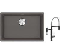 Set mitigeur de cuisine Franke Vital Semi-Pro 120.0621.313, évier en granit Franke Maris 125.0687.258