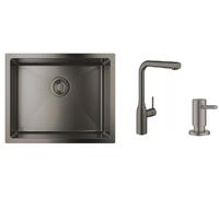 Set mitigeur de cuisine Grohe Essence 30270AL0, évier en acier inoxydable Grohe K700U 31574AL1, 40535AL0