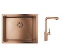 Set mitigeur de cuisine Grohe Essence 30270DL0, évier en acier inoxydable Grohe K700U 31574DL1