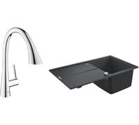 Set mitigeur de cuisine Grohe Zedra 32294002, évier en granit Grohe K400 31640AP0