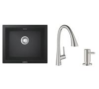 Set mitigeur de cuisine Grohe Zedra 32294DC2, évier en granit Grohe K700 31654AP0, 40535DC0