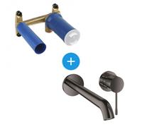 Set Mitigeur de lavabo Essence encastré mural Taille L Hard Graphite + Corps d'encastrement (19967A01-SET)