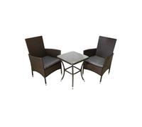 Ensemble de table et chaises de jardin en rotin marron, idéal pour balcon et jardin