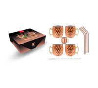 Set Moscow Mule - ICH-ZAPFE - Diamant - 4 tasses 450 ml - Jigger gradué - 4 pailles cuivrées