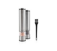 KitchenCook Moulins à sel et poivre électriques Inox – Broyeur céramique réglable – Set de 2