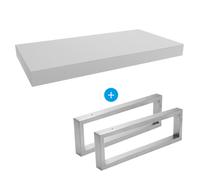 Set Naturel plan vasque 100x8x50 cm + 2 fixations porte serviette 45 cm, blanc mat (DO10050BM-FIX3)