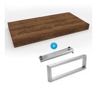 Set Naturel plan vasque 100x8x50 cm + fixation 39,5 cm + fixation porte serviette 45 cm, brun foncé (DO10050DT-FIX2)