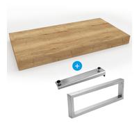 Set Naturel plan vasque 100x8x50 cm + support 39,5 cm + support porte serviette 45 cm, brun clair (DO10050DH-FIX2)