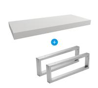 Set Naturel plan vasque 120x8x50 cm + 2 fixations porte serviette 45 cm, blanc mat (DO12050BM-FIX3)
