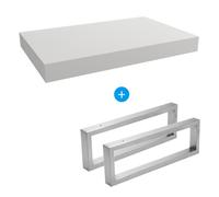 Set Naturel plan vasque 80x8x50 cm + 2 fixations porte serviette 45 cm, blanc mat (DO8050BM-FIX3)