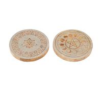 Set Of 2 Handcrafted Wooden Incense Holder with Brass Inlay | Round Agarbatti & Dhoop Stand | Spiritual Mandala & Lotus Design | Home Décor, Meditation & Pooja Use Indian Traditional(Size : 4Inch)
