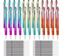 Set Of 24 2-In-1 Metal Ballpoint Pens With 24 Leads - Retractable Pens - Black Ink - For Touch Screen, Daily Work, Writing, Office Supplies