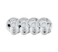 Set Of 4 Espresso Cups Bialetti Carousel Porcelain 4x 50 Ml White