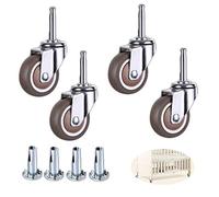 Set Of 4 Swivel Casters With M8 X 38Mm Stem Rubber Wheels For Office Chairs Furniture Rollers 38Mm/50Mm With Brakes Quiet & Smooth Rolling Heavy Duty.