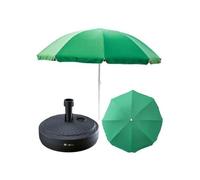 Ensemble complet parasol + pied de parasol pour le jardin Matériaux : polyester/acier/polypropylène Couleur : vert Grand format : D 240 cm, H 230 cm Pied rond Couleur : anthracite, modèle touristique