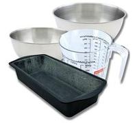 Set pâtisserie avec moule à cake 31,5 cm, 2 bols à mixer, verre mesureur et spatule Zenker