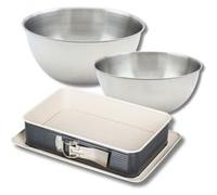 Set pâtisserie avec moule à charnière 28 x 18 cm, 2 bols à mixer et 1 spatule Zenker