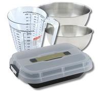 Set pâtisserie moule à gâteaux 34 x 24 cm avec couvercle, 2 bols à mixer, verre mesureur et spatule Zenker