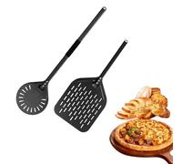 Set Pelle à Pizza, Pelle Ronde 30 cm (Poignée 80 cm) + Wender Carré 20 cm (Poignée 40 cm), avec Trou de Rangement et Poignée Antidérapante, Pour Pizza et Pain Maison