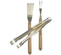 Kit 3 accessoires barbecue : pince + fourchette + spatule inox et bois Cook'In Garden