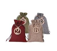 Set plaid de Noël - 24 sacs cadeaux en tissu pour compte à rebours, kit calendrier 'Avto, clip de ficelle de 10 m, étiquettes numériques en bois, sac en tissu réutilisable |