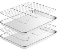 Set plaque à pâtisserie et grille de refroidissement en acier inoxydable, anti-adhésif, facile à nettoyer, 31,5x24,5cm