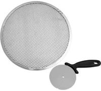 Set Plaque à Pizza et Roulette Fackelmann Professional, Plaque Perforée 33cm, Lame Acier Inoxydable