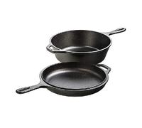 Set poêle 26 cm et sauteuse 3L en fonte naturelle avec double poignées Lodge