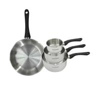 Set poêle 28 cm et 3 casseroles 12 16 et 20 cm en inox Fackelmann Geneva