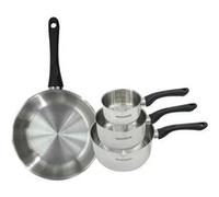 Set poêle 28 cm et 3 casseroles 12 16 et 20 cm en inox Fackelmann Geneva