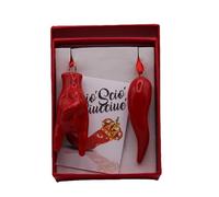 Set porte-bonheur napolitain en céramique corne + corne | Masque de Poucinella - Amulettes échelles artisanales, faites à la main, idée cadeau Naples, avec boîte