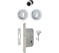 Set pour porte coulissante F94 chromé satiné à clé L - - 3947902