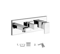 Set prêt à poser Gessi pour TUB Mitigeur monocommande avec inverseur 2 voies et raccord mural direct coude avec support, A compléter avec un flexible de douche et une douchette, 1 sortie : sortie libr