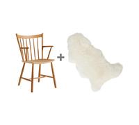 Set Promo chaise avec accoudoirs chêne J42 avec peau WxHxD 57.5x87x53.5cm