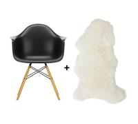 Set promo Chaise avec accoudoirs Eames DAW RE + agneau golden maple base/ black steel/ felt gliders black