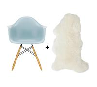 Set promo Chaise avec accoudoirs Eames DAW RE + agneau golden maple base/ black steel/ felt gliders black