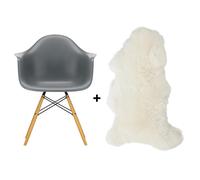 Set promo Chaise avec accoudoirs Eames DAW RE + agneau golden maple base/ black steel/ felt gliders black