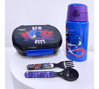 Set Récipient Repas Boîte Boite de Déjeuner + Bouteille Aluminium Avec Paille