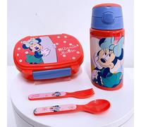 Set Récipient Repas Boîte Boite de Déjeuner + Bouteille Aluminium Avec Paille