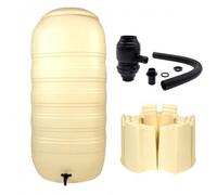 Set récupérateur d’eau 250l avec pied et connecteur de gouttière - noir